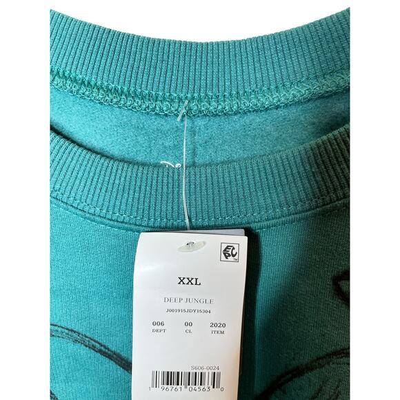 Disney Mickey and Friends Cropped Teal Long Sleeve Crewneck Sweatshirt - Picture 5 of 5